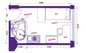 Angel residence accommodation - Classic Studio Floorplan